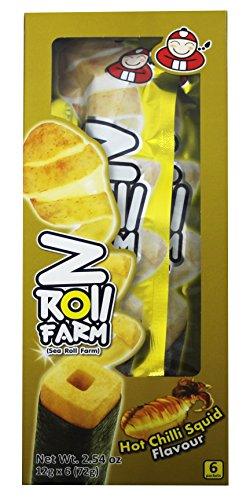 Taokenoi Z Roll Farm Potato Stick Wrapped in Seaweed (6 packets) 2.54 oz x 12 boxes (Hot Chilli Squid) - Mighty Depot