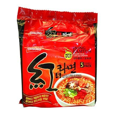 Ohsung Hong Ramen 5 pack 홍라면 5팩 (4.2oz x 5) - Mighty Depot