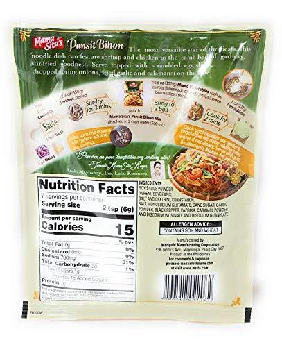 MAMA SITA'S - PANSIT BIHON - RICE NOODLES STIR - FRY MIX / 6 X 1.4 OZ - 40 G / Product of the Philippines - Mighty Depot