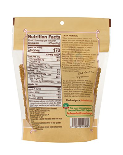 Bob's Red Mill Resealable Organic Whole Golden Flaxseed, 13 Oz (6 Pack) - Mighty Depot