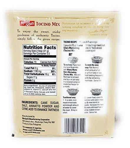 Mama Sita's - Marinating Mix - Tocino - 3 X 2.6 Oz. / 75 G - Product of the Philippines - Mighty Depot