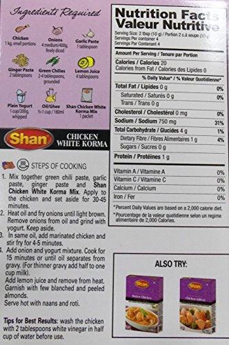 Shan Chicken White Korma Recipe & Seasoning Mix, 40 Grams (Pack of 6) - Mighty Depot