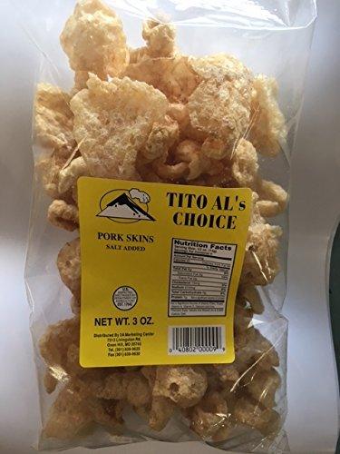 Tito Al's Choice Fried Pork Skins 3 Oz (Pack of 2) (Salt Added) - Mighty Depot