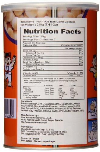 Want Want Hot Kid Ball Cake Cookies, Original Flavor Can, 7.41 Ounce - Mighty Depot