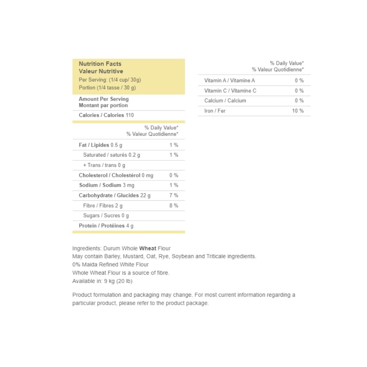 Golden Temple Durum Whole Wheat Atta - 5.5lbs - Mighty Depot