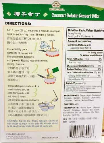 Coconut Galatin Dessert Mix by Golden Coins - 2 x 4.34 oz / 122 g - Mighty Depot