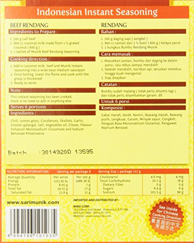 Munik Rendang Beef in Chili and Coconut Milk, 115-Gram - Mighty Depot