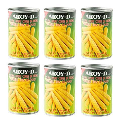 Aroy-D Young Baby Corn in Brine 15 Oz / Pack of 6 - Mighty Depot