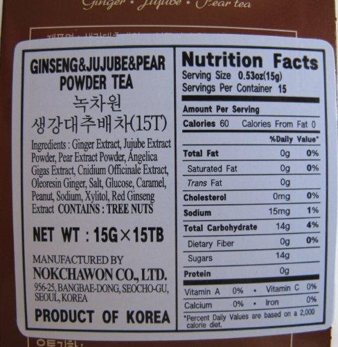 Nokchawon Ginseng, Jujube and Pear Powder Tea, 7.9 Ounce (Pack of 2) - Mighty Depot