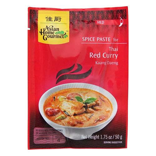 ASIAN HOME GOURMET - Thai Red Curry - Kaang Daeng- Spice paste mild - 4 x 1.75 OZ / 50 g - Product of Thailang - Mighty Depot