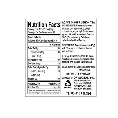DAMTUH Agave Ginger Lemon Tea, Lemon Ginger Tea with Agave, 35.27 Oz (1kg) - Mighty Depot
