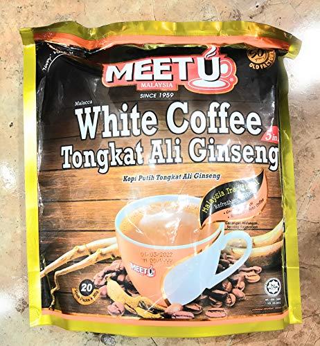 Meet U White Coffee Tongkat Ali Ginseng 20 packs x 30g - Mighty Depot