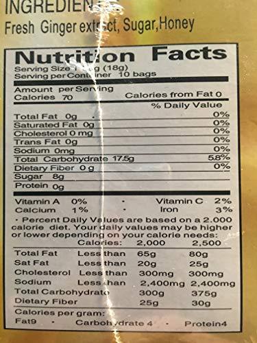 Instant Crystal Honey Ginger Tea Extra Strength 100% Natural from China 10 Bags - No Caffeine - All Natural Tea - Mighty Depot