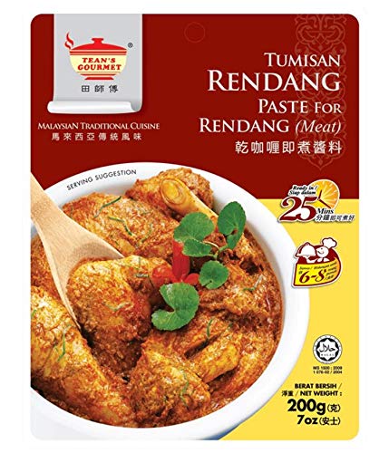 Tean's Gourmet Malaysian Traditional Rendang Dry Curry Paste for Meat (Net Wt 200g/7oz) by Tean's Gourmet - Mighty Depot
