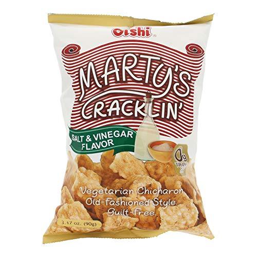Oishi Marty's Cracklin', Salt & Vinegar - Light and Airy Vegetarian Chicharron, 3.17oz (90g), 3 Pack - Mighty Depot
