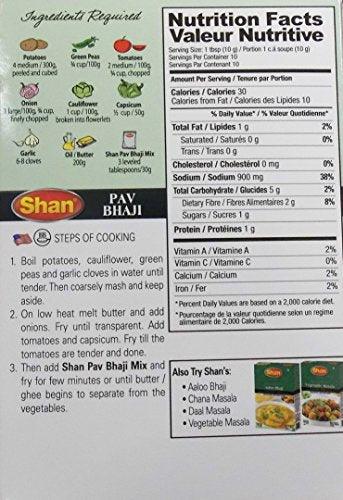 Shan Pav Bhaji Seasoning Mix for Stir Fried Vegetables, 100 Grams (Pack of 6) - Mighty Depot