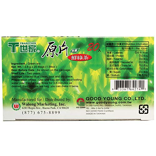 Tradition Tea, Fresh Green Tea, 20-Count Boxes (Pack of 6) - Mighty Depot