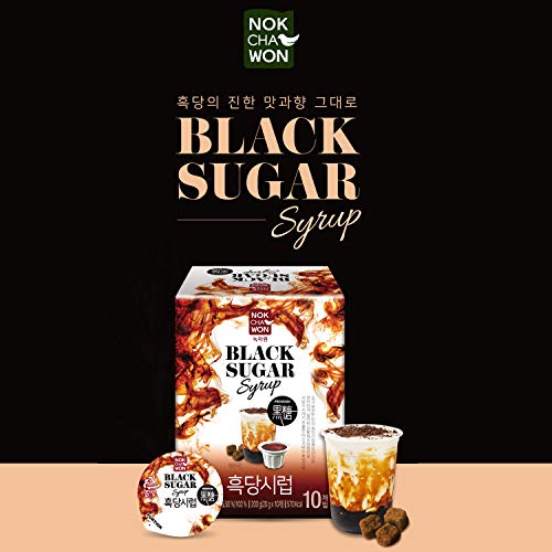 Nokchawon Black Sugar Syrup for Tea, Easy to Use, Portion Syrup, Mascovado 50%, Easy to Make Black Sugar Latte, Black Sugar Milk Tea, Syrup Pod - Mighty Depot