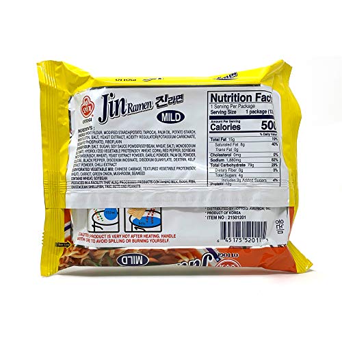 Ottogi Jin Ramen (오뚜기 진라면) (Mild, 20 Packs) - Mighty Depot