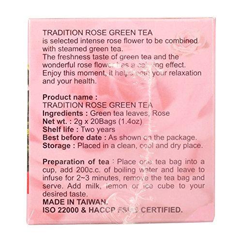 tradition rose green tea (20-ct) - 1.4oz - Mighty Depot