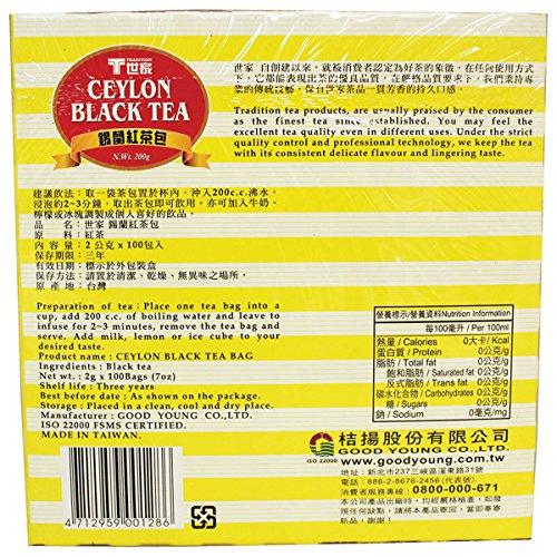 Tradition World's Specialty Tea Series ~ Ceylon Black Tea Bags -100 Pack - Mighty Depot