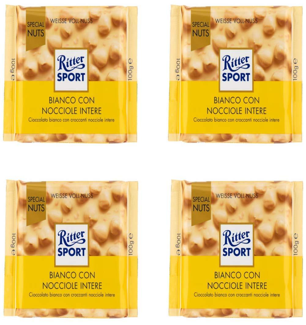 Ritter Sport: White Chocolate with Whole Hazelnuts, 3.5-Ounce/100g Bars, pack of 4 - Mighty Depot