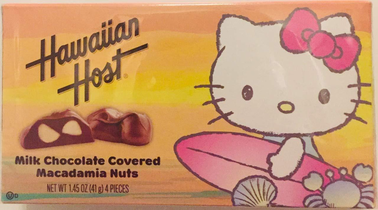 Hawaiian Host Chocolate Covered Macadamia Nuts, Hello Kitty 6 packs -1.45oz (41g) - Mighty Depot