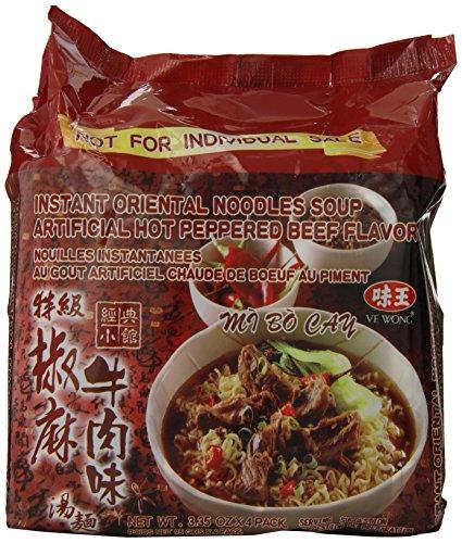 Ve Wong Instant Oriental Noodle Soup, Artificial Hot Peppered Beef Flavor, 4 Individual Meals - Mighty Depot