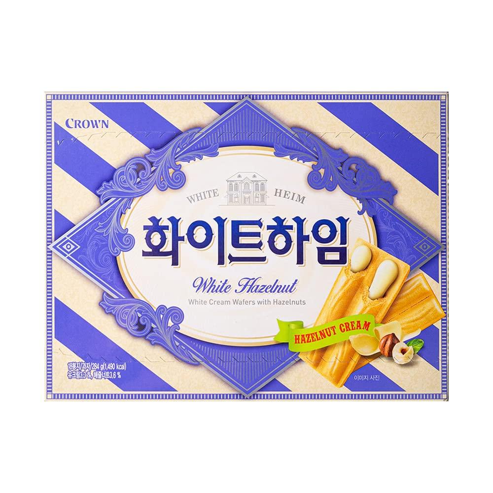 Crown White Heim Korean Wafer Cookies Snack 284g Bundle Pack (18pcs) - Mighty Depot