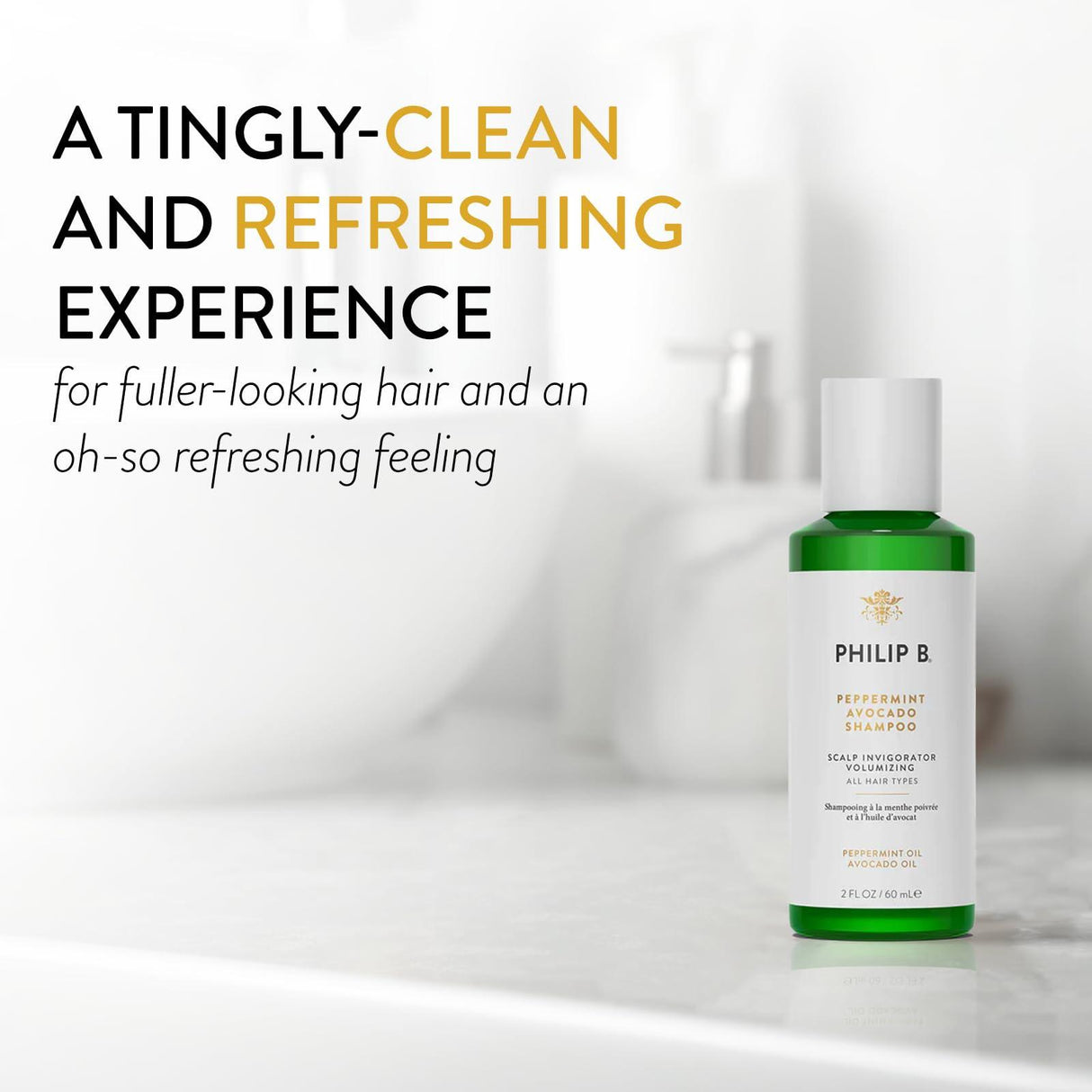 PHILIP B. Peppermint Avocado Shampoo - Volumizing & Clarifying Shampoo for Dry to Oily Hair and Scalp, Non-Stripping - Mighty Depot