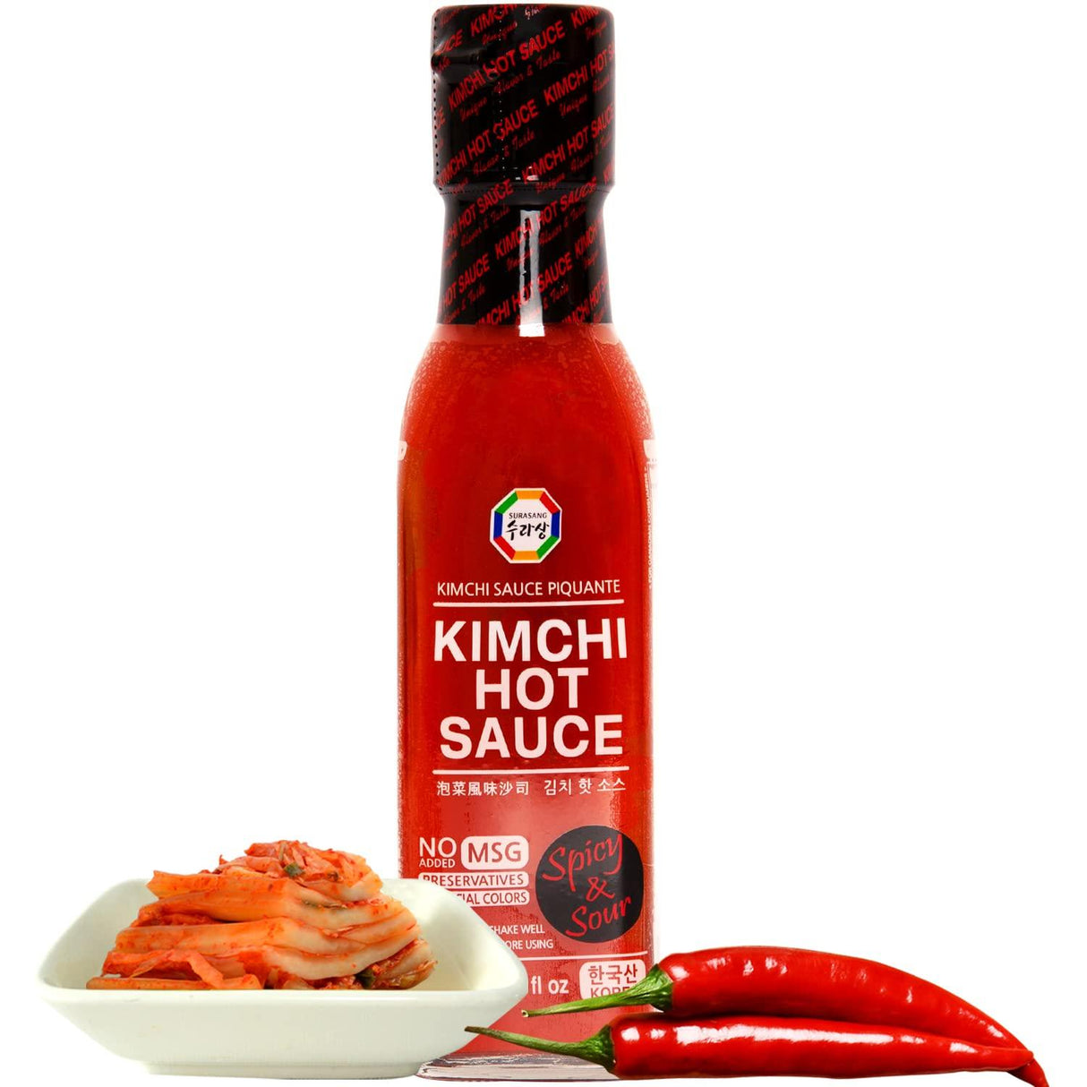 Surasang Kimchi Hot Sauce, Made with real Kimchi and Gochugaru, Bright and Spicy Piquant Flavor, Preservative Free, Multipurpose Great for Pizza and Taco, Gift Idea for Hot Sauce Enthusiast, 7.77 Fl Oz - Mighty Depot
