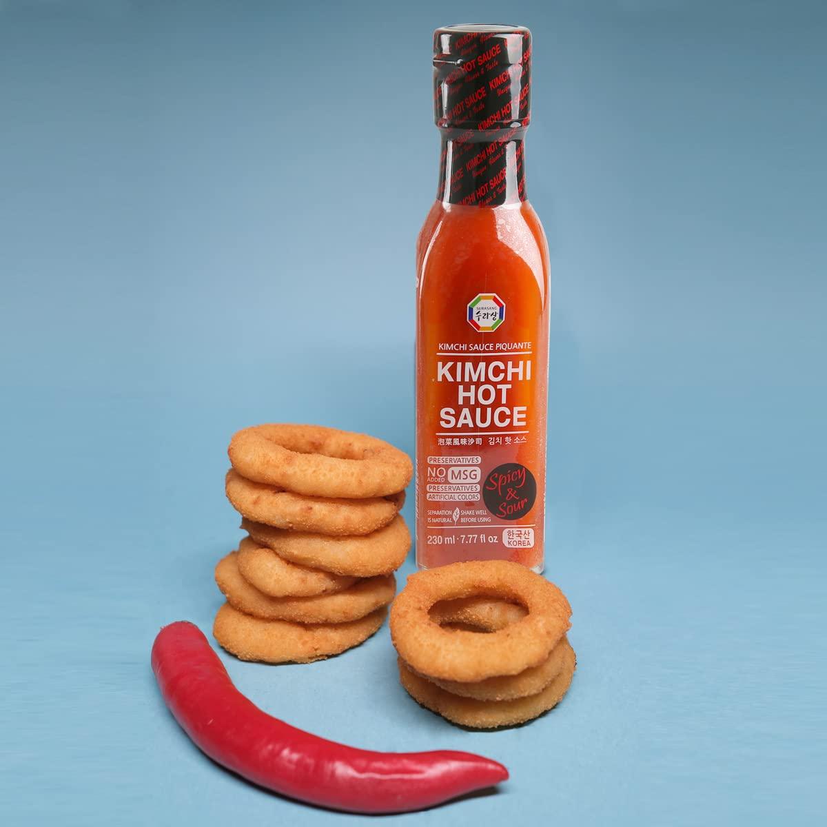 Surasang Kimchi Hot Sauce, Made with real Kimchi and Gochugaru, Bright and Spicy Piquant Flavor, Preservative Free, Multipurpose Great for Pizza and Taco, Gift Idea for Hot Sauce Enthusiast, 7.77 Fl Oz - Mighty Depot