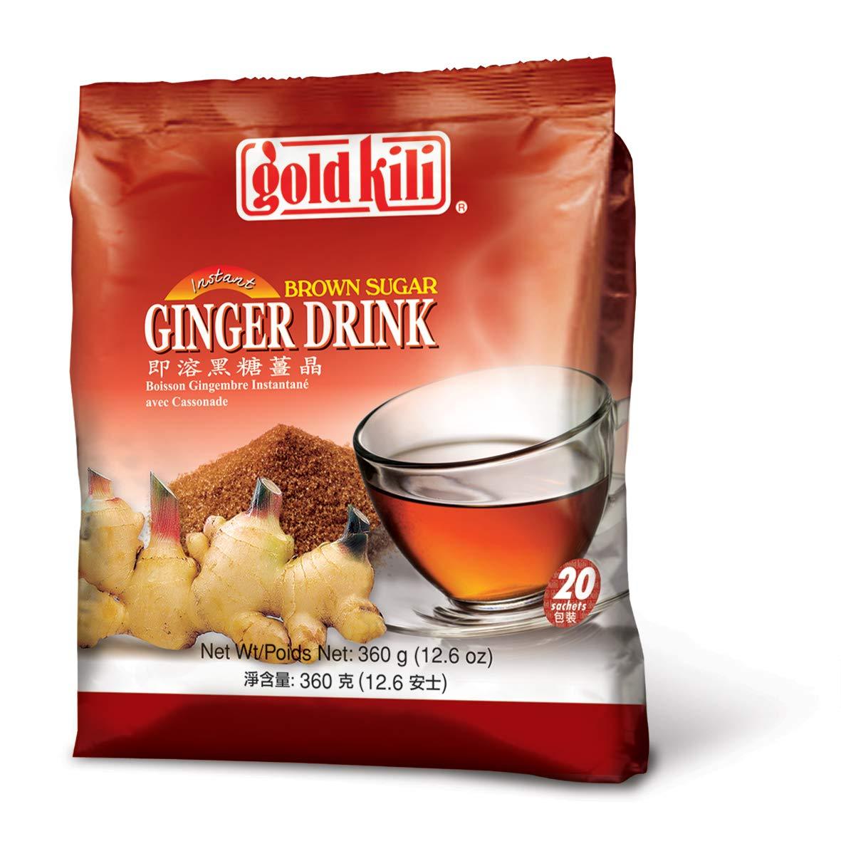 Gold Kili Ginger Drink with Brown Sugar - 40 Sachets Packed in 2 Bags - Mighty Depot