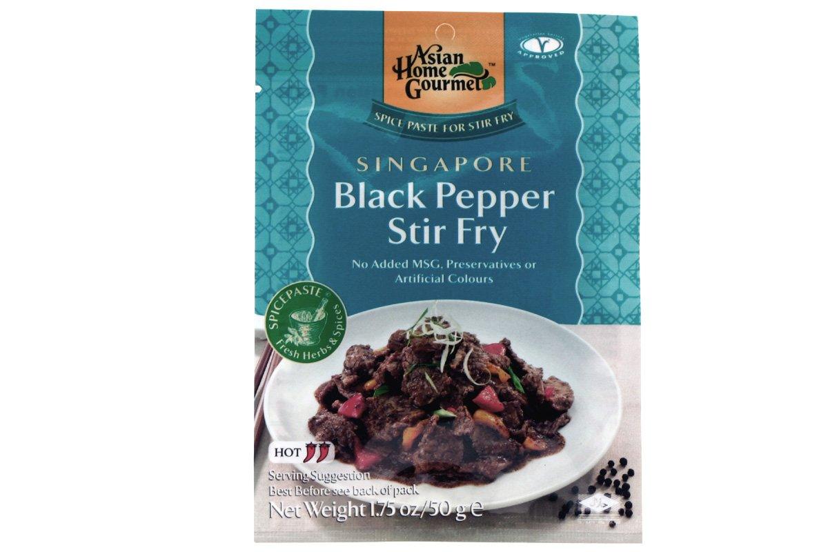Asian Home Gourmet Spice Paste for Stir Fry: SINGAPORE Black Pepper Stir Fry (1 x 1.75 OZ) - Mighty Depot