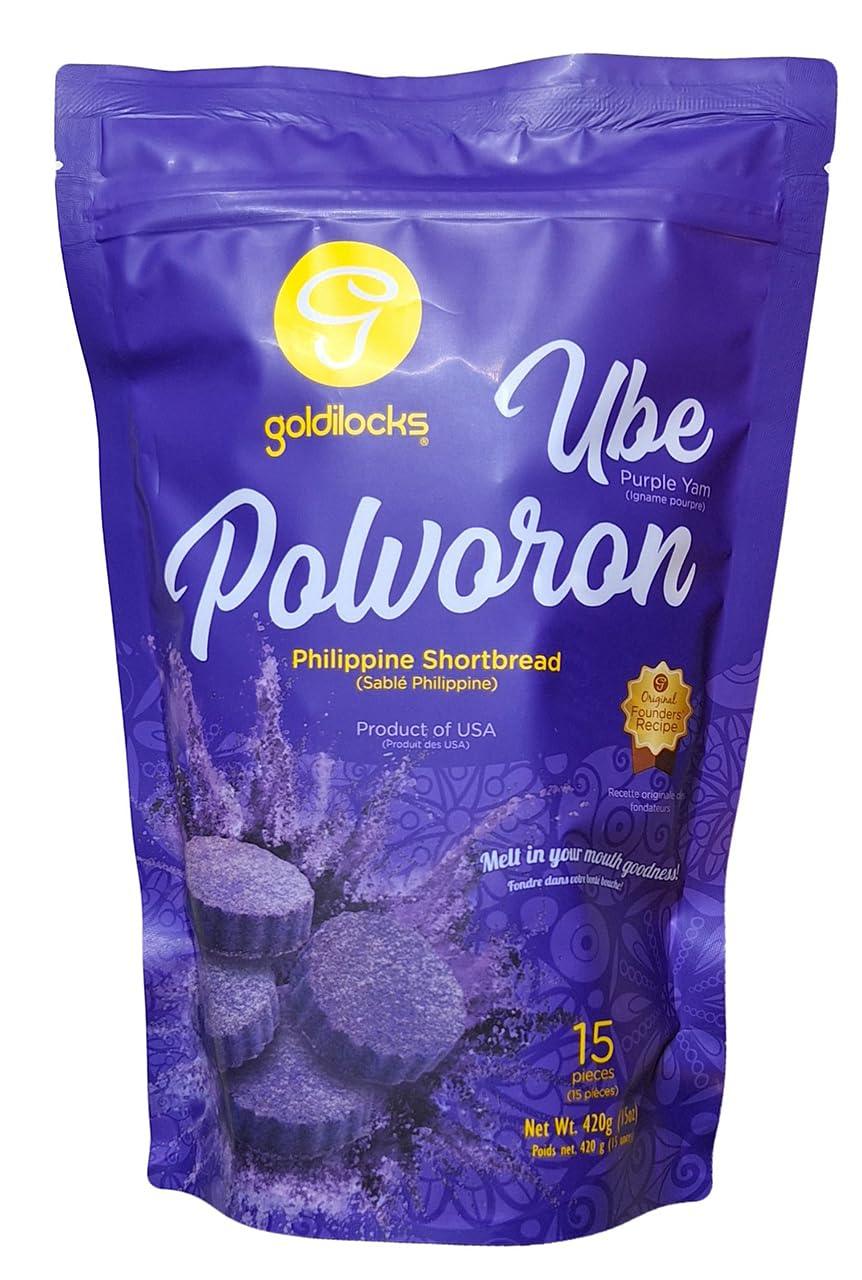 Goldilocks Ube (Purple Yam) Polvoron | Philippine Shortbread | 15 Oz per bag (420g) | 1 bag - Mighty Depot