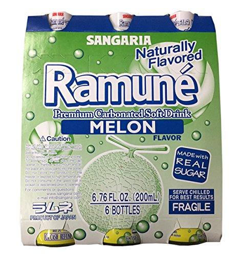 Sangaria Ramune Premium Carbonated Soft Drink 6.76 fl oz per Bottle (Melon, 6 Bottle) - Mighty Depot