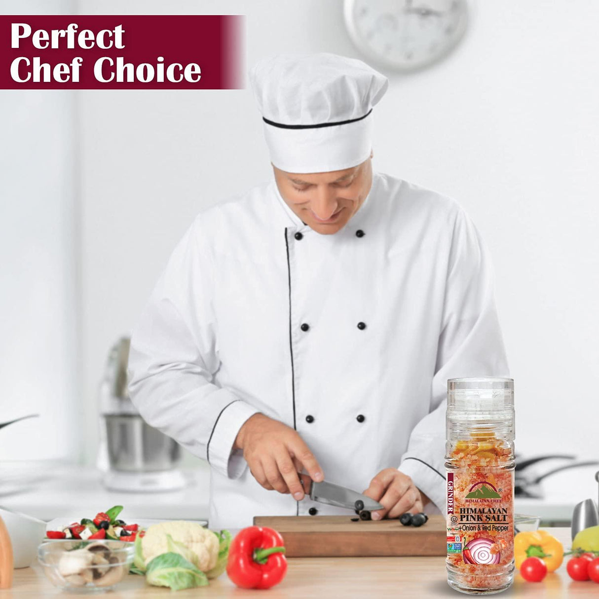 Himalayan Chef Himalayan Pink Salt with Roasted Onion & Red Crushed Pepper-Glass Grinder - Mighty Depot