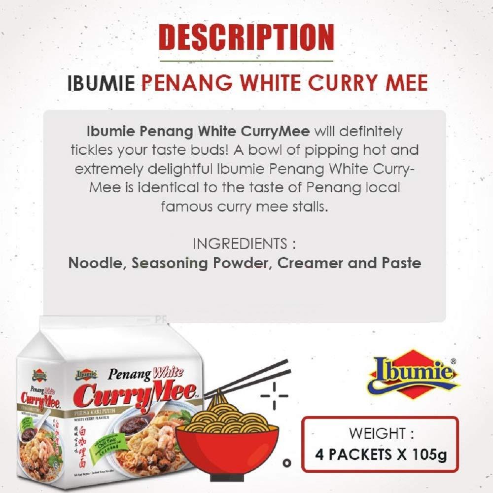 Ibumie Penang White Curry Mee / Fragrant & Spicy, Rich & Creamy Broth, Authentic Piping Hot Flavor from Food Heaven, Penang Malaysia (4 packets x 105g) - Mighty Depot