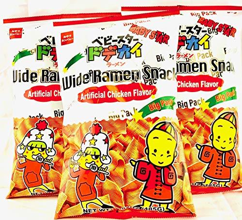 Baby Star WIDE Ramen Snack Big Pack Pack of 3 (Chicken Flavor 6.25oz) - Mighty Depot