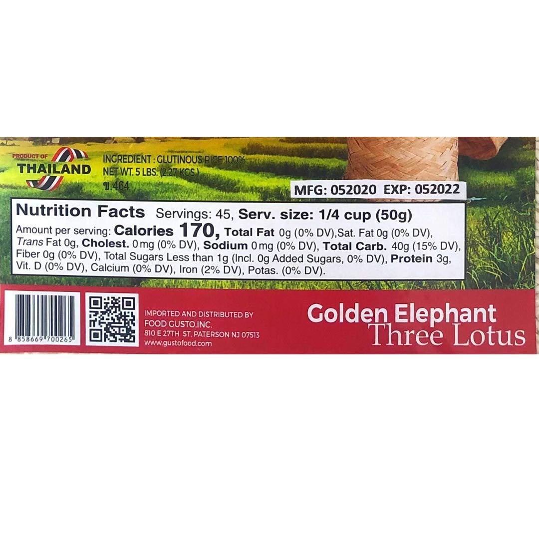 Three Lotus " Thai Sweet Rice ( Sticky Rice ) 5 lbs Premium import Grade - Mighty Depot
