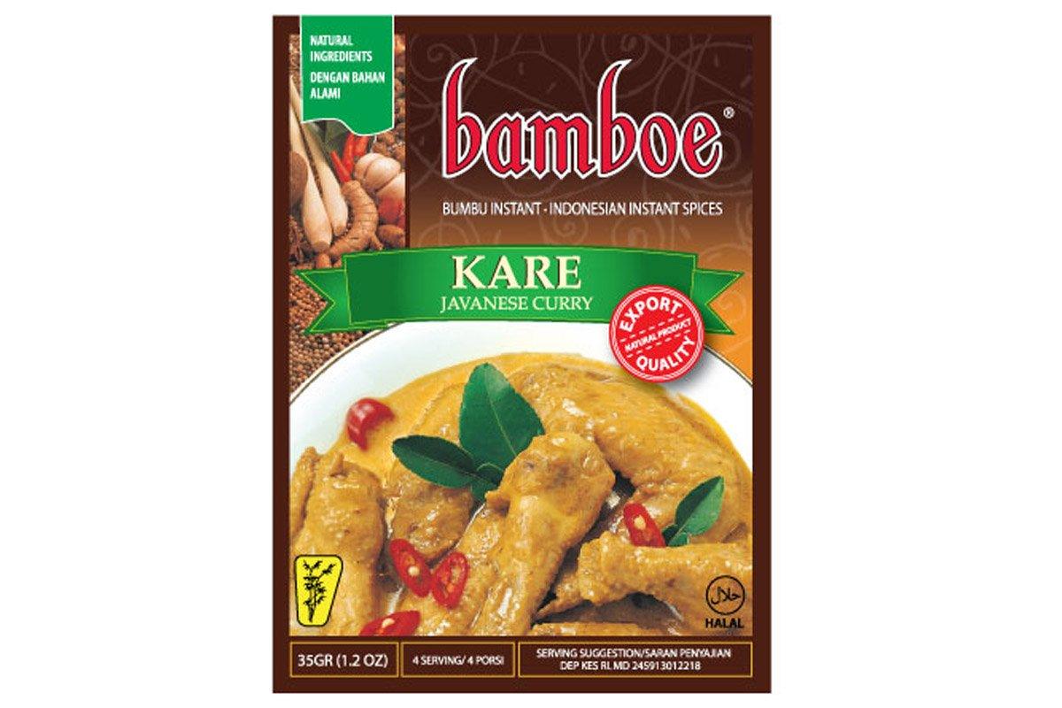 Bamboe Bumbu instant KARE Javanesse Curry 4 bags (Yellow sauce for chicken)- 4 x 1.2oz/35gr - Mighty Depot