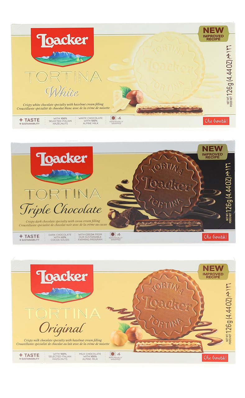 Loacker Tortina 3 PACK BUNDLE | 3 DIFFERENT Flavors | 4.44 Oz Each Pack