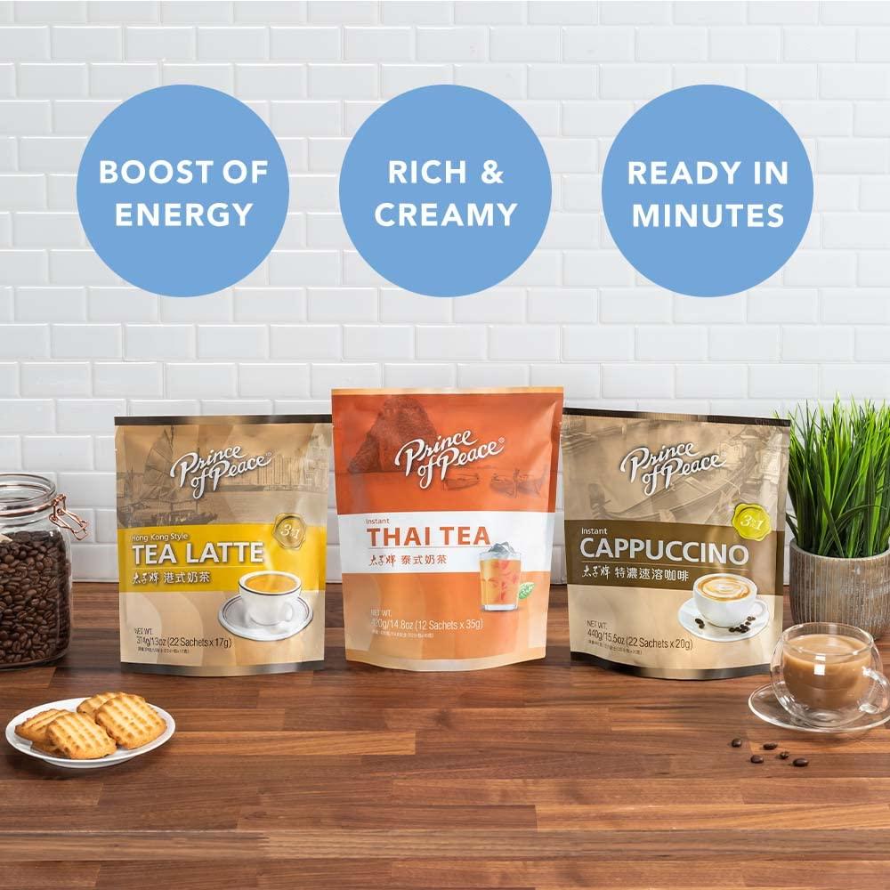 Prince of Peace 3 in 1 Instant Cappuccino, 22 Sachets – Coffee Mix with Caffeine, Smooth and Tasty, Convenient – Just Add Water - Mighty Depot