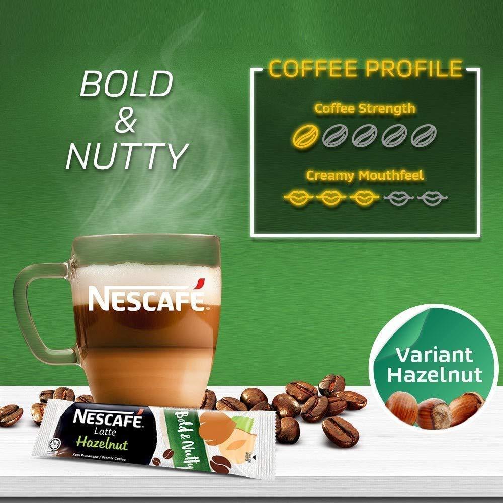 Malaysia Best Brand Nestle NESCAFE Premix Latte Hazelnut / Smooth Creamy Aromatic Nutty Flavor (20 sticks x 24g) - Mighty Depot
