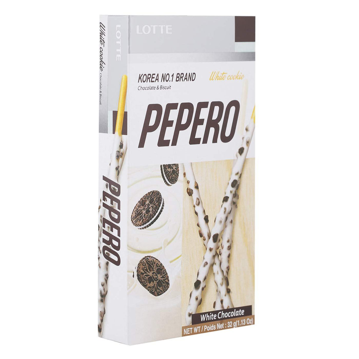 Lotte White Chocolate Cookie Peperro Biscuits 32g. pack 4 - Mighty Depot