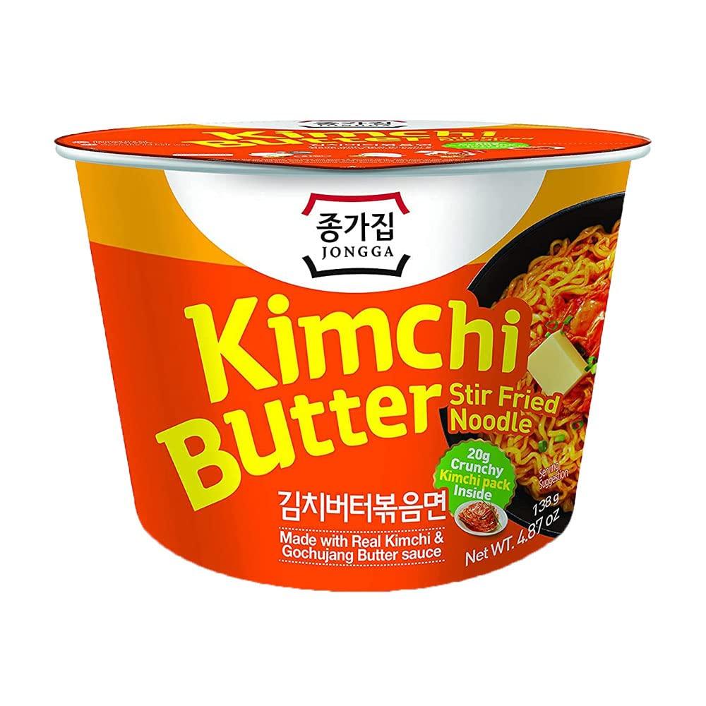 Jongga Korean Kimchi Ramen with Real Kimchi, Instant Spicy Cup Noodle Bowl Soup - Mighty Depot