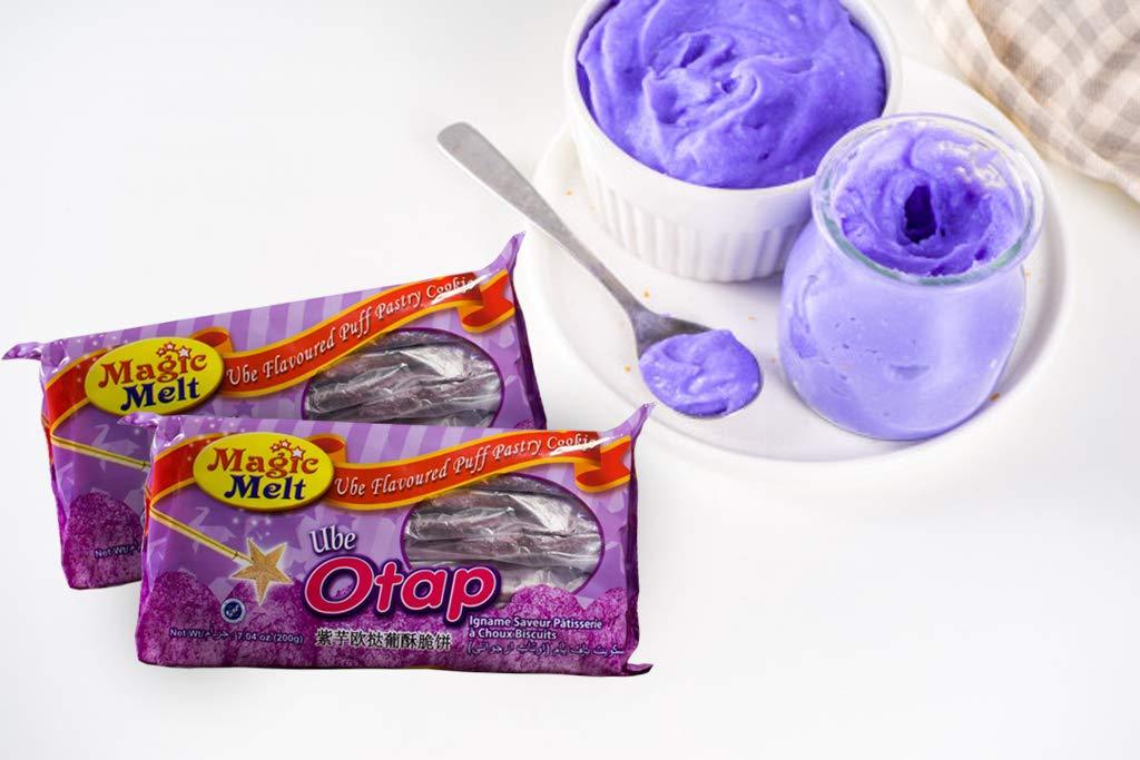 MAGIC MELT Puff Cookie Special Ube OTAP - Best from the Philippines – Purple Yam Oval shaped puff pastry, flaky brittle and garnished with sugar - Mighty Depot
