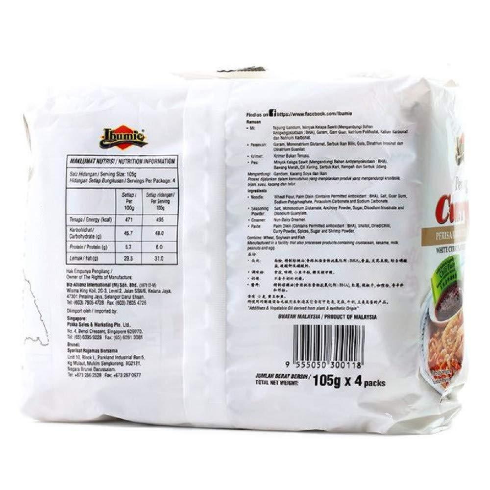 Ibumie Penang White Curry Mee / Fragrant & Spicy, Rich & Creamy Broth, Authentic Piping Hot Flavor from Food Heaven, Penang Malaysia (4 packets x 105g) - Mighty Depot