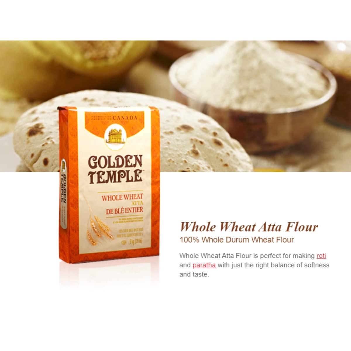 Golden Temple Durum Whole Wheat Atta - 5.5lbs - Mighty Depot