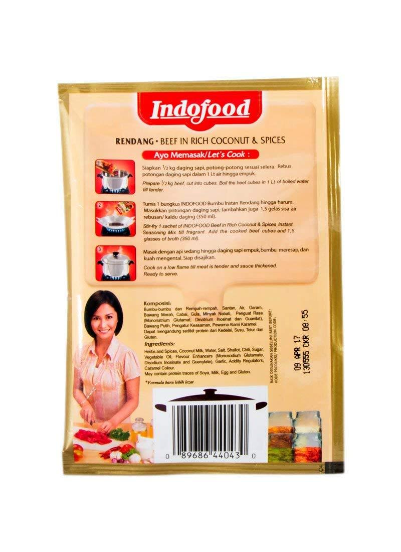 Indofood Rendang - Beef in Chili & Coconut Seasoning, 50 Gram (Pack of 8) - Mighty Depot